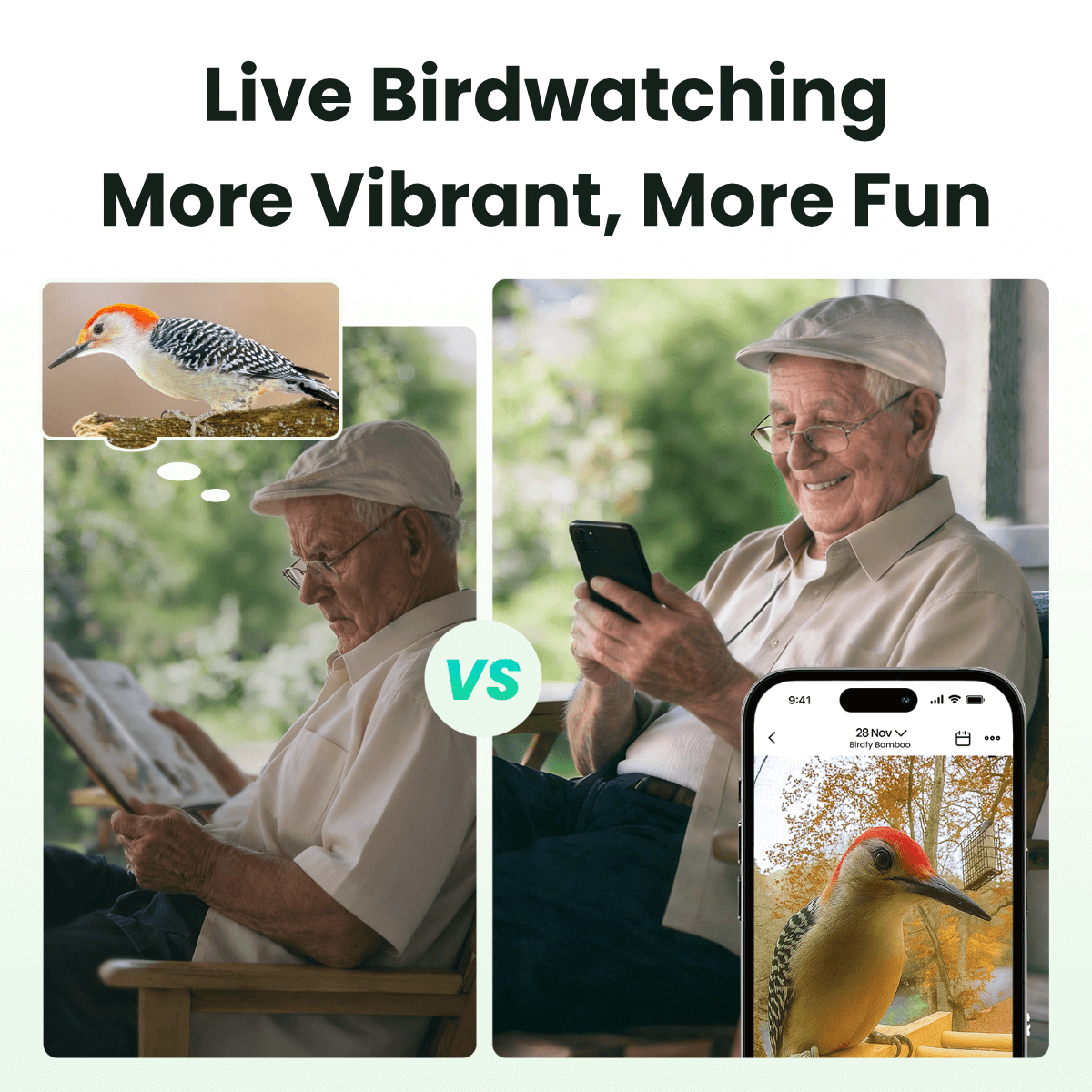 Birdfy Feeder Bamboo - Smart Bird Feeder with Eco-friendly Material