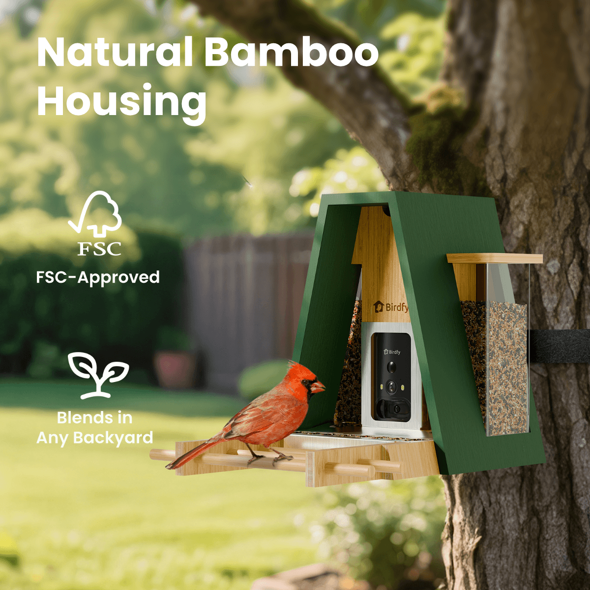 Birdfy Feeder Bamboo A Pro - Smart Metal Feeder with Camera