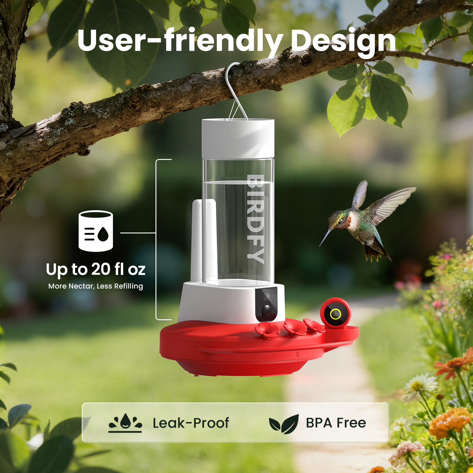 Birdfy Hum Feeder Duo - Hummingbird Feeder with Dual Camera