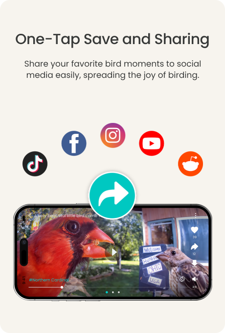 One-Tap Save and Sharing - save and share Birdfy moments