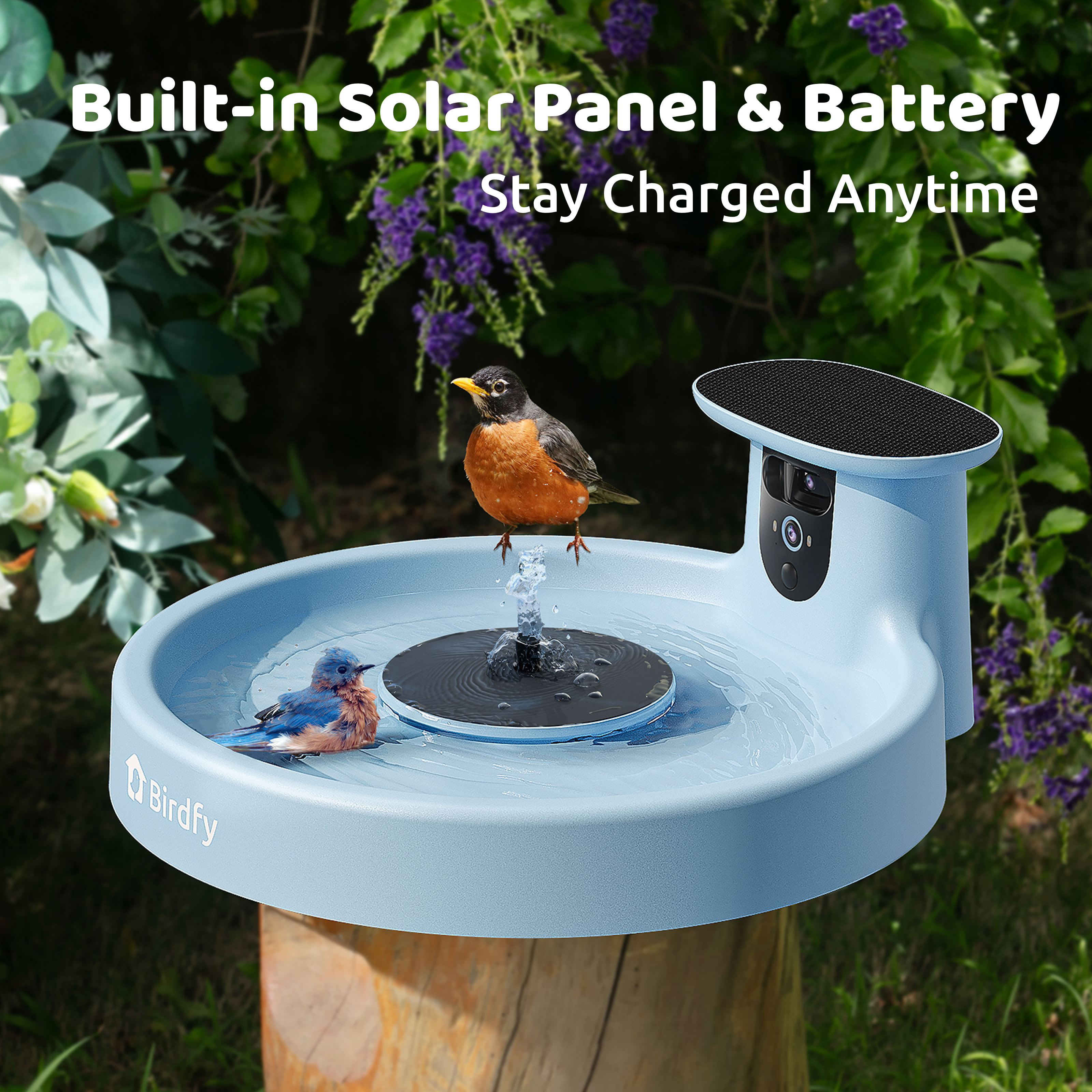 Birdfy Bath Pro - Solar-Powered Smart Birdbath with Fountain